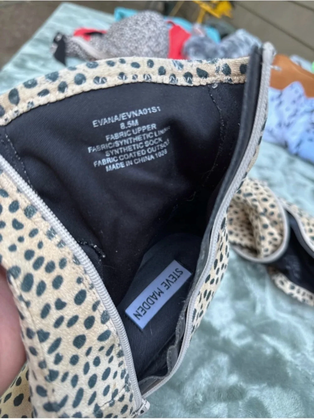Steve Madden Cheetah Spot Ankle Boots in Cream & Black